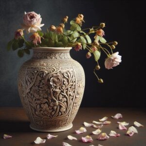 image of vase with wilting flowers