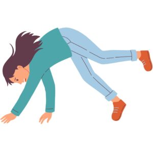 woman falling symbolizing Sagittarius Svamsa because she was walking focused on the future instead of the present moment